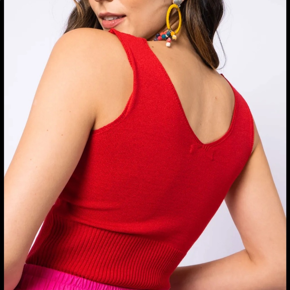 Bordeaux/wine ribbed knit top